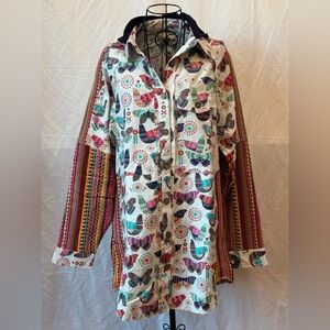 319 - Rhea Colorful Butterfly Print Women's Hooded Jacket